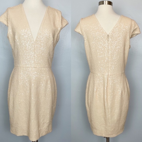 NWT Dress the Population Cream Zoe Sequined Mini L - Picture 4 of 16